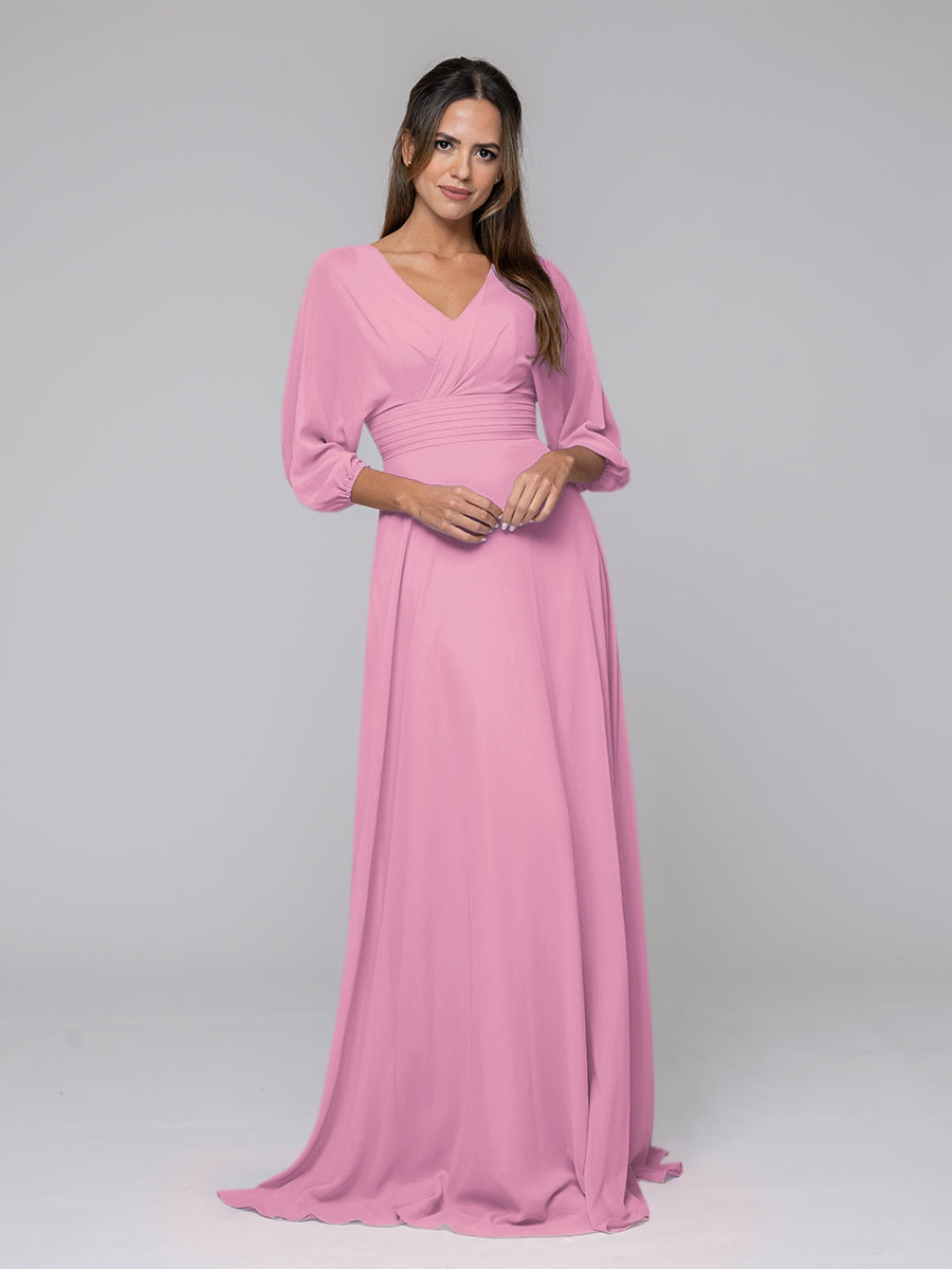 Long sleeve pink outlet bridesmaid dresses