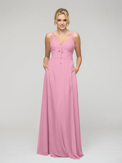 Sweetheart Straps Chiffon Bridesmaid Dresses With Pockets