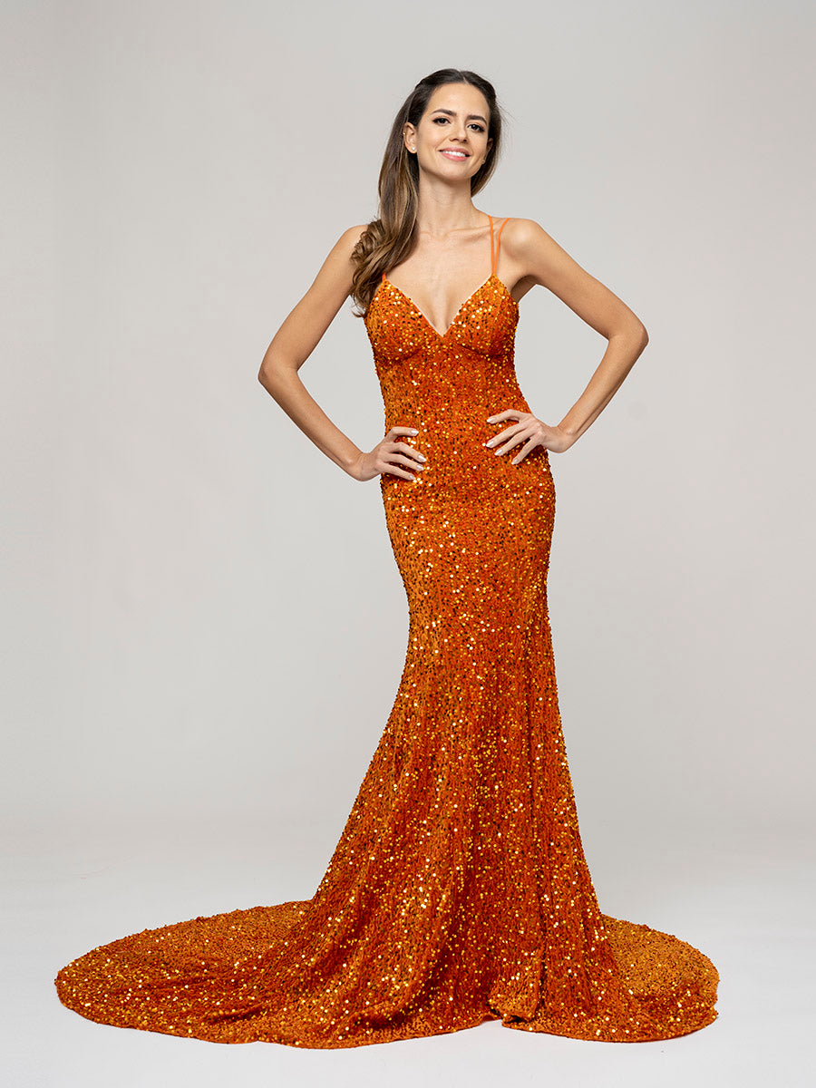 Rust orange 2025 prom dress