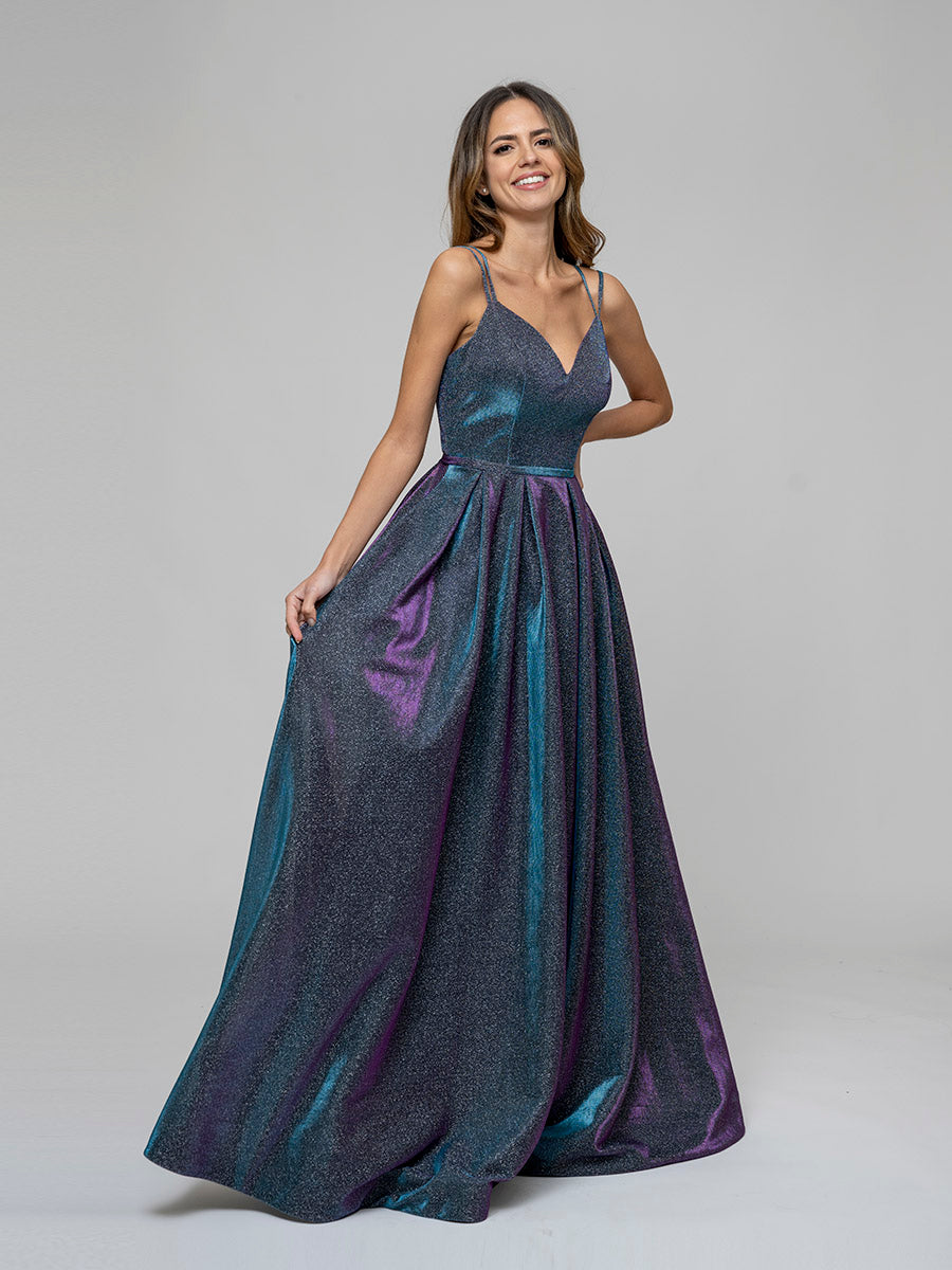 Floor Length Metallic Glitter A Line Prom Dresses