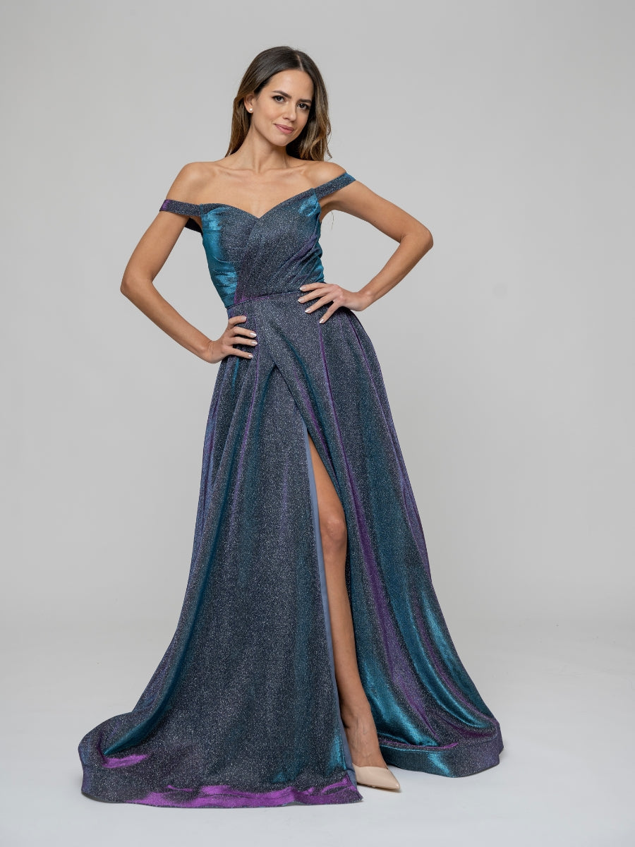 Off shoulder a on sale line prom dress