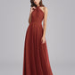 Halter Neckline Chiffon A Line Bridesmaid Dresses