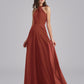 Halter Neckline Chiffon A Line Bridesmaid Dresses