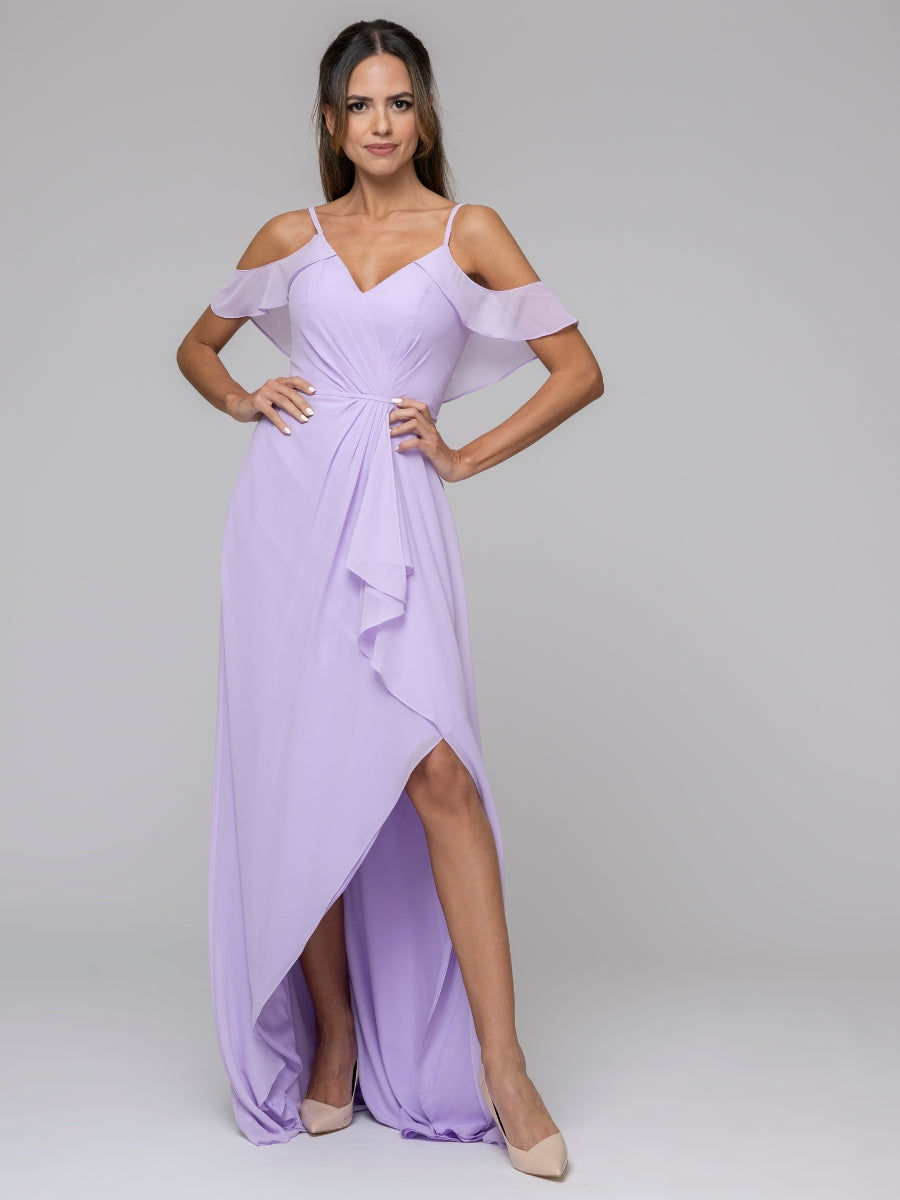 High low sale purple bridesmaid dresses