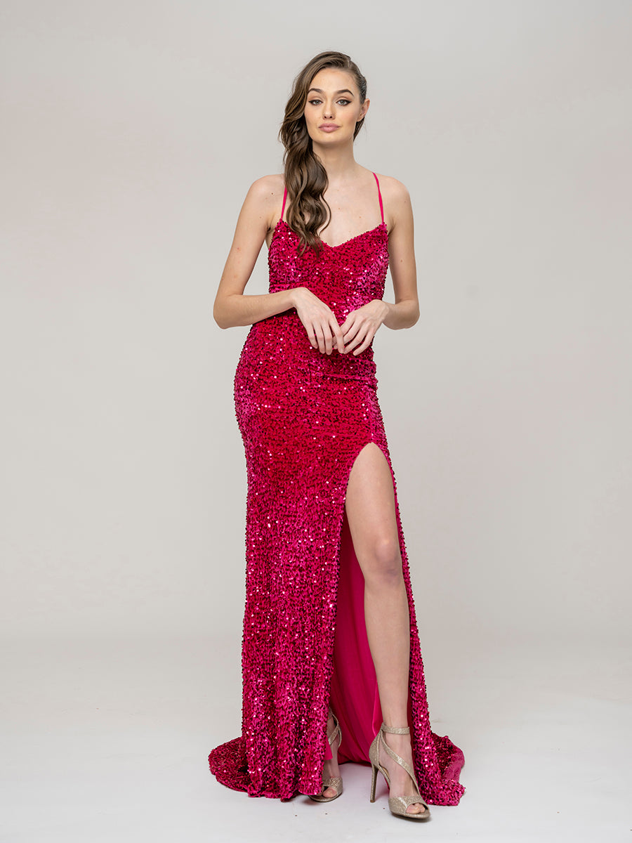 Sweetheart Criss Cross Back Floor Length Sequin Sheath Prom Dresses