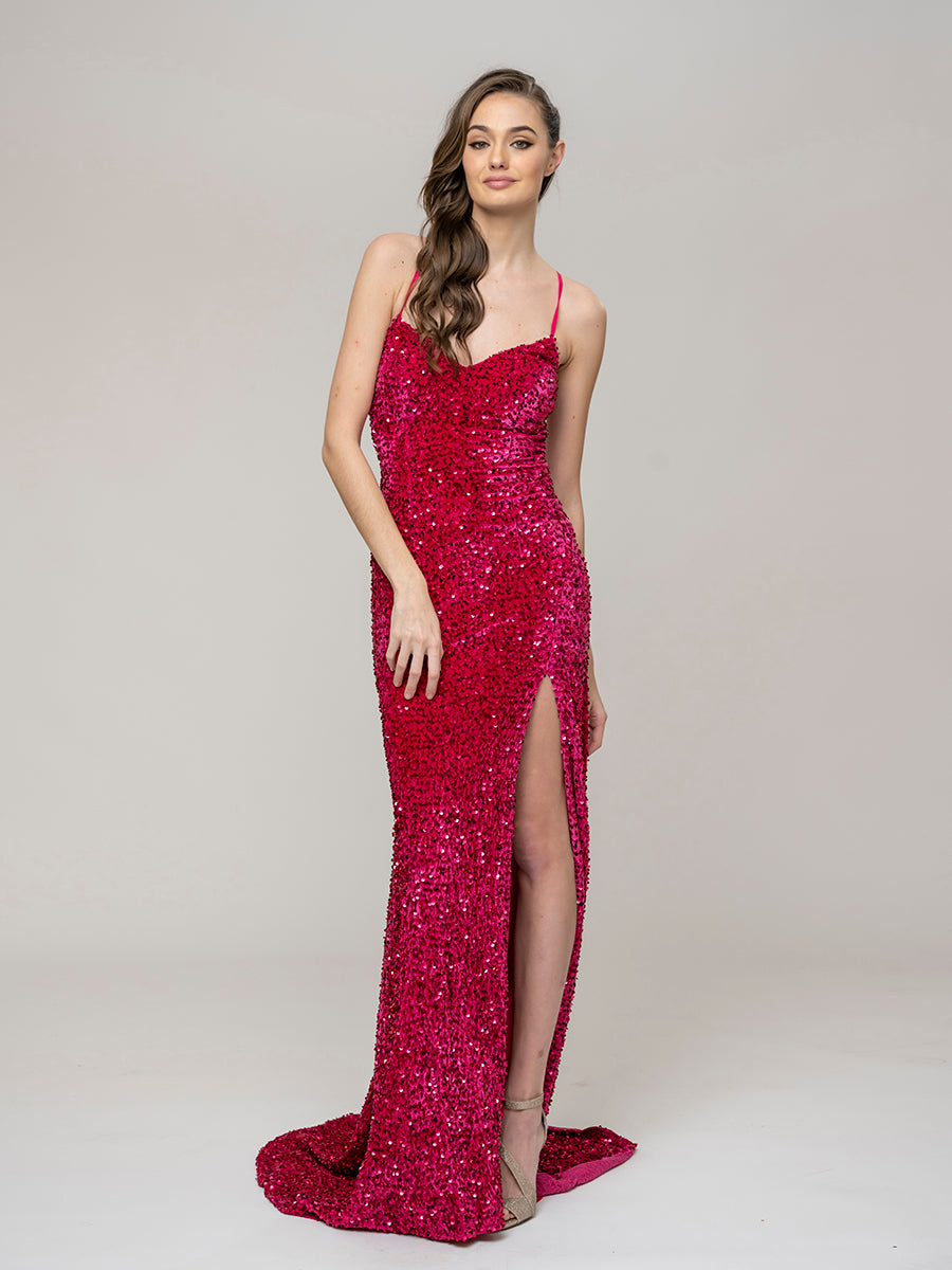 Sweetheart Criss Cross Back Floor Length Sequin Sheath Prom Dresses