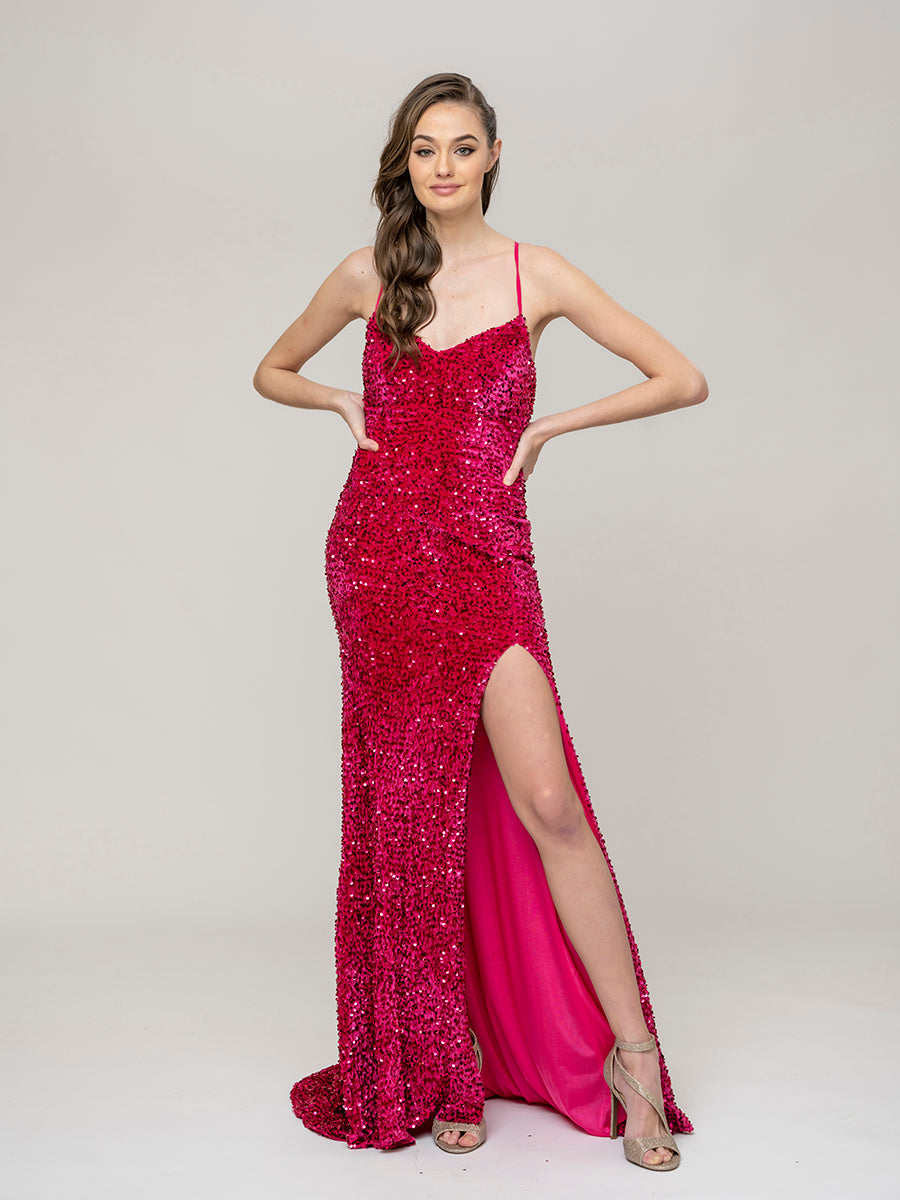 Sweetheart Criss Cross Back Floor Length Sequin Sheath Prom Dresses